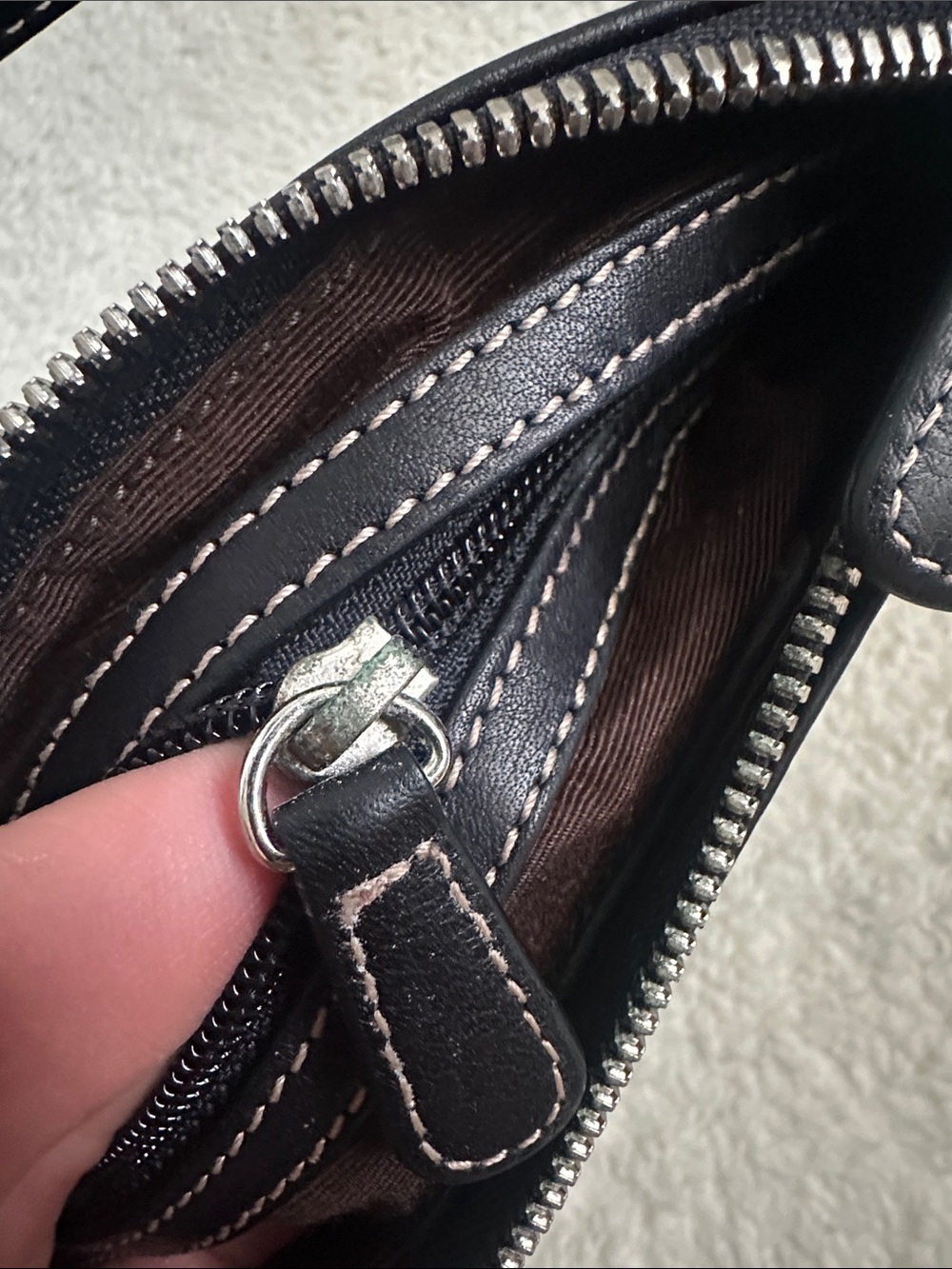Y2K Coach 7785 Hamptons Demi Pouch Black Leather Bag Purse Old Money Minimalist - Picture 9 of 10